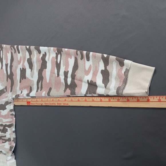 Lucky Brand Pink Camo Thermal Sweatshirt Size M - Picture 4 of 10